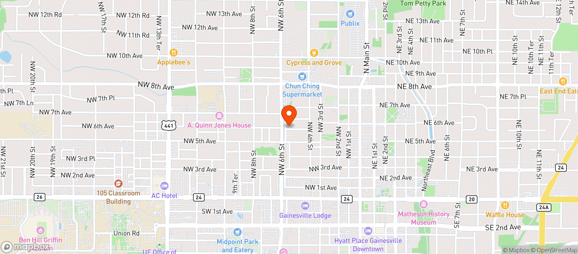 Map showing Pleasant Street Pizza Pub