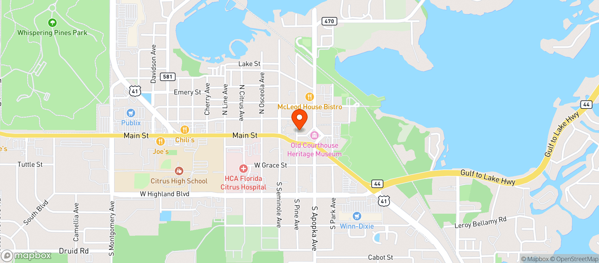 Map showing Coachs Halftime Pub/eatery