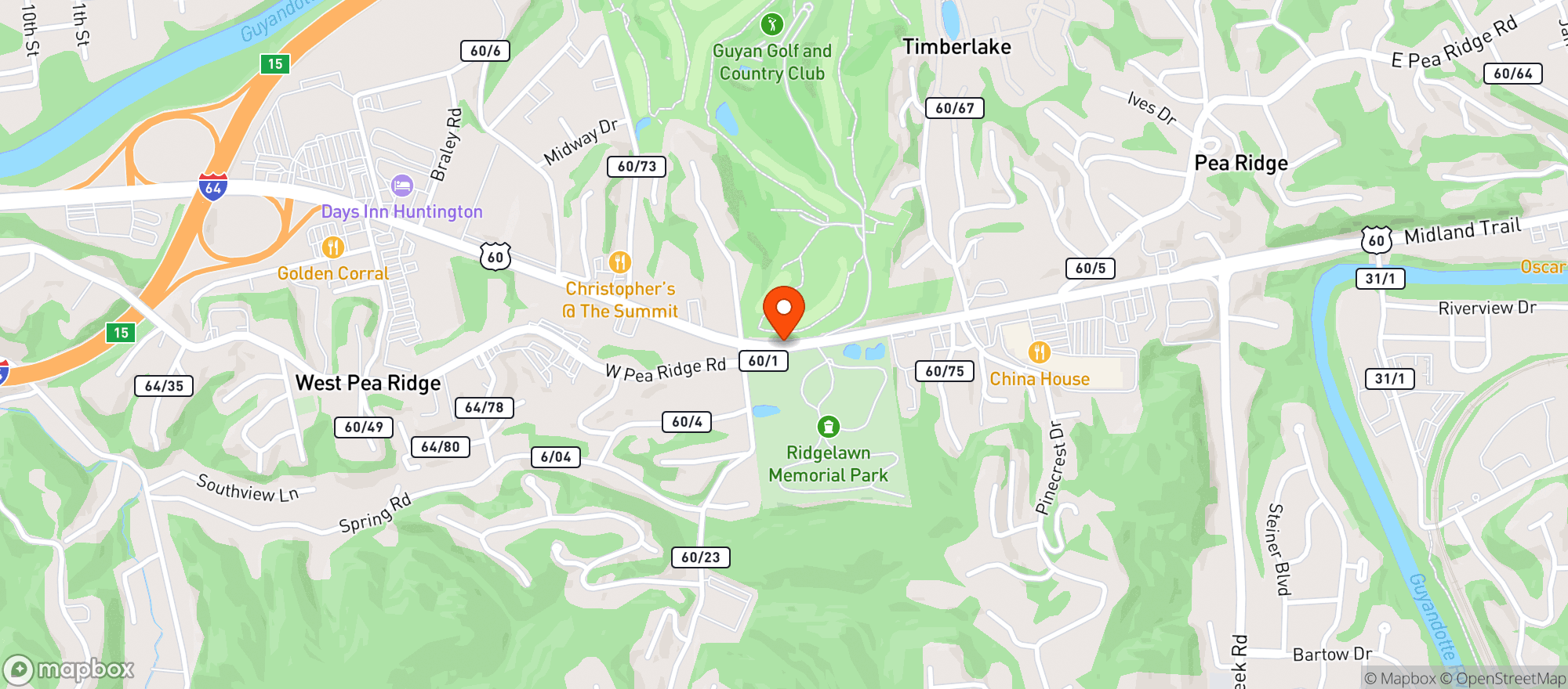 Map showing Guyan Golf & Country Club