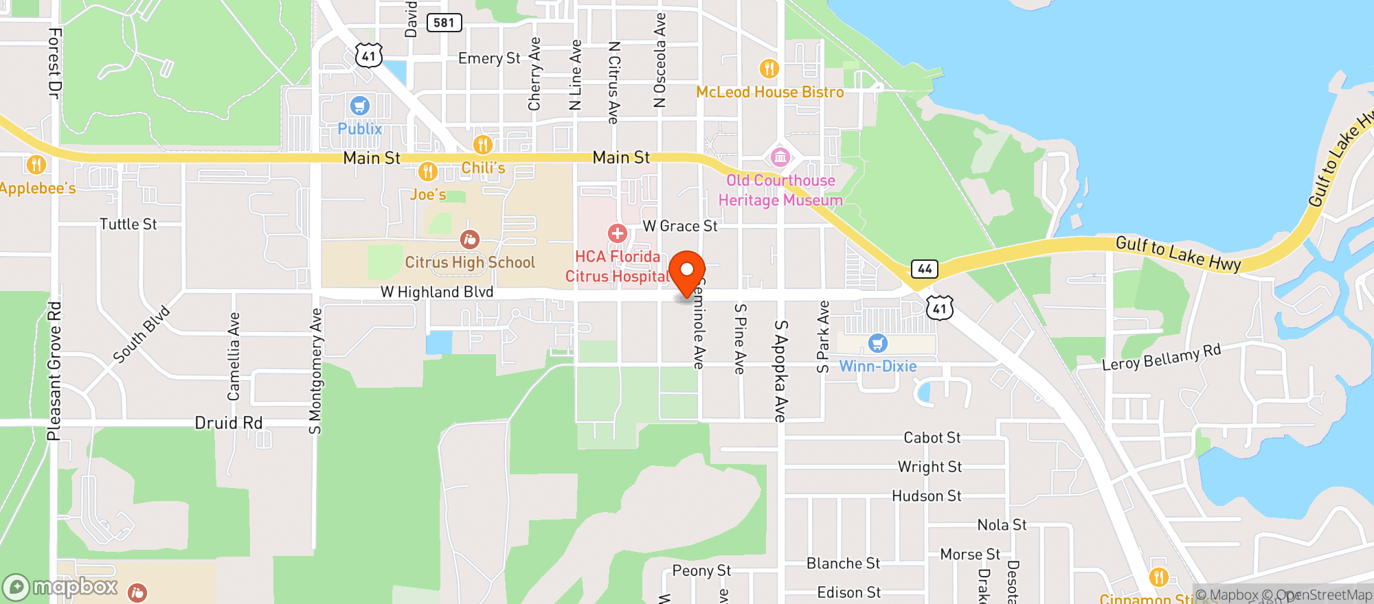 Map showing Winn Dixie - 2210