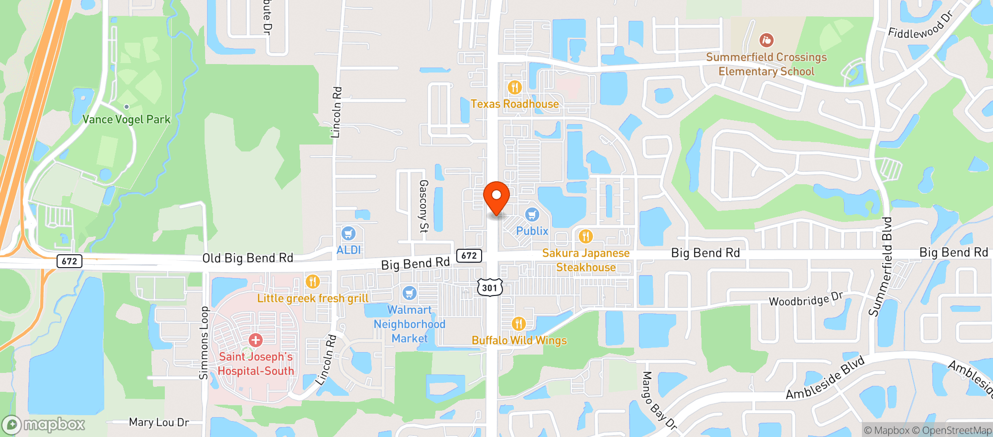 Map showing Publix Super Market