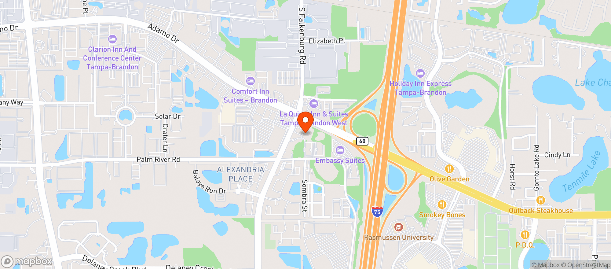 Map showing Drury Plaza Hotel Tampa Brandon