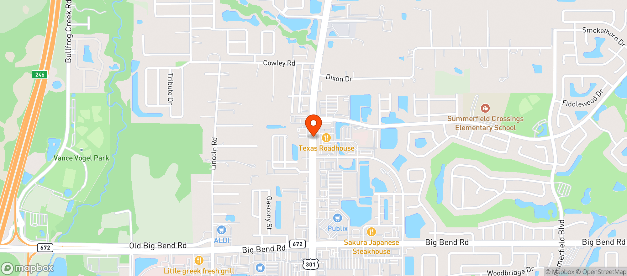 Map showing Texas Roadhouse