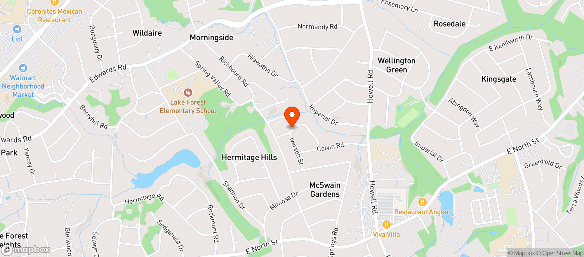 Map showing The Mushroom Spot - Greenville - Andover Road