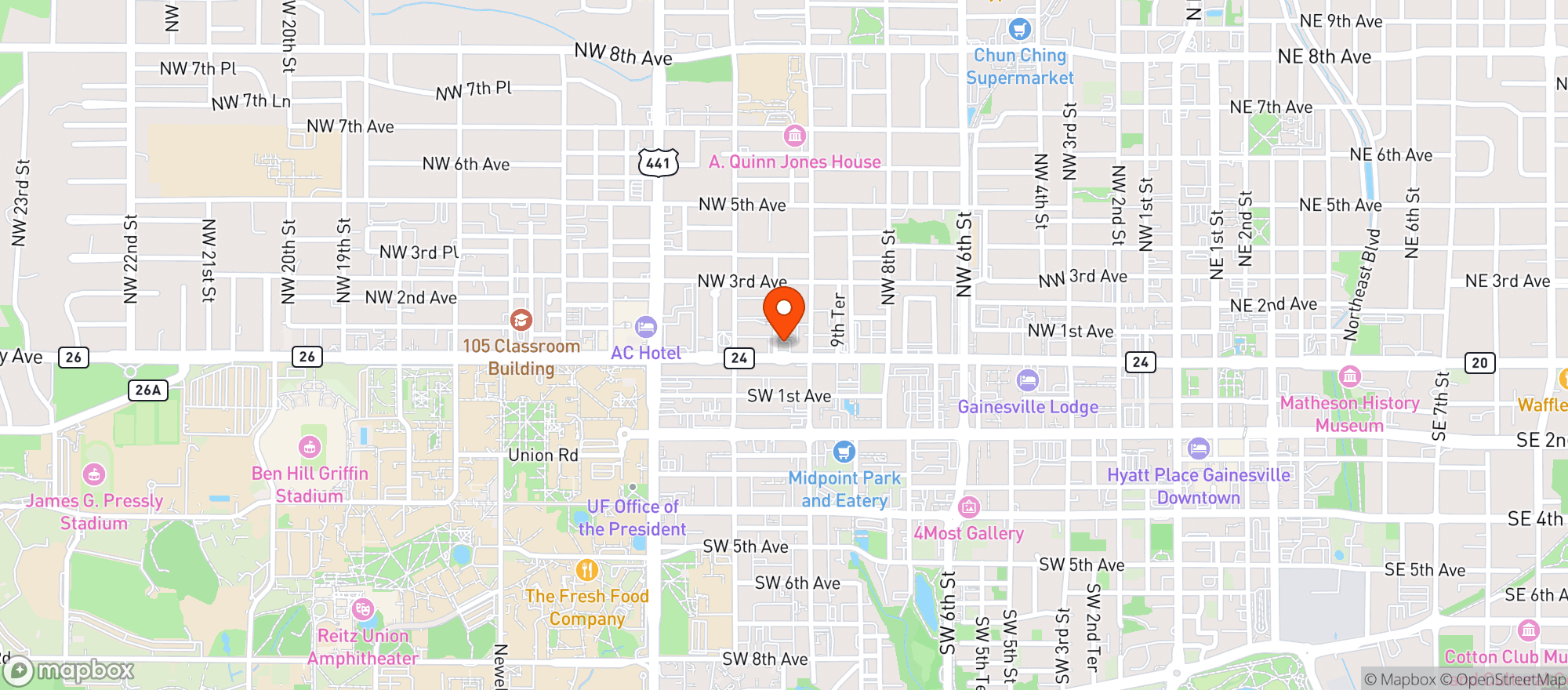 Map showing University Chevron