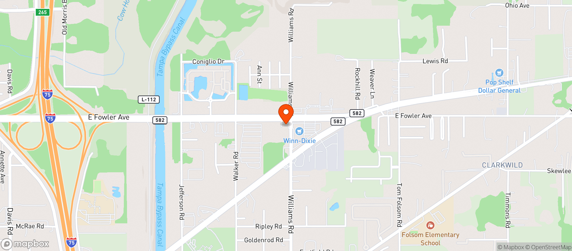 Map showing Party Liquors-e.fowler Av