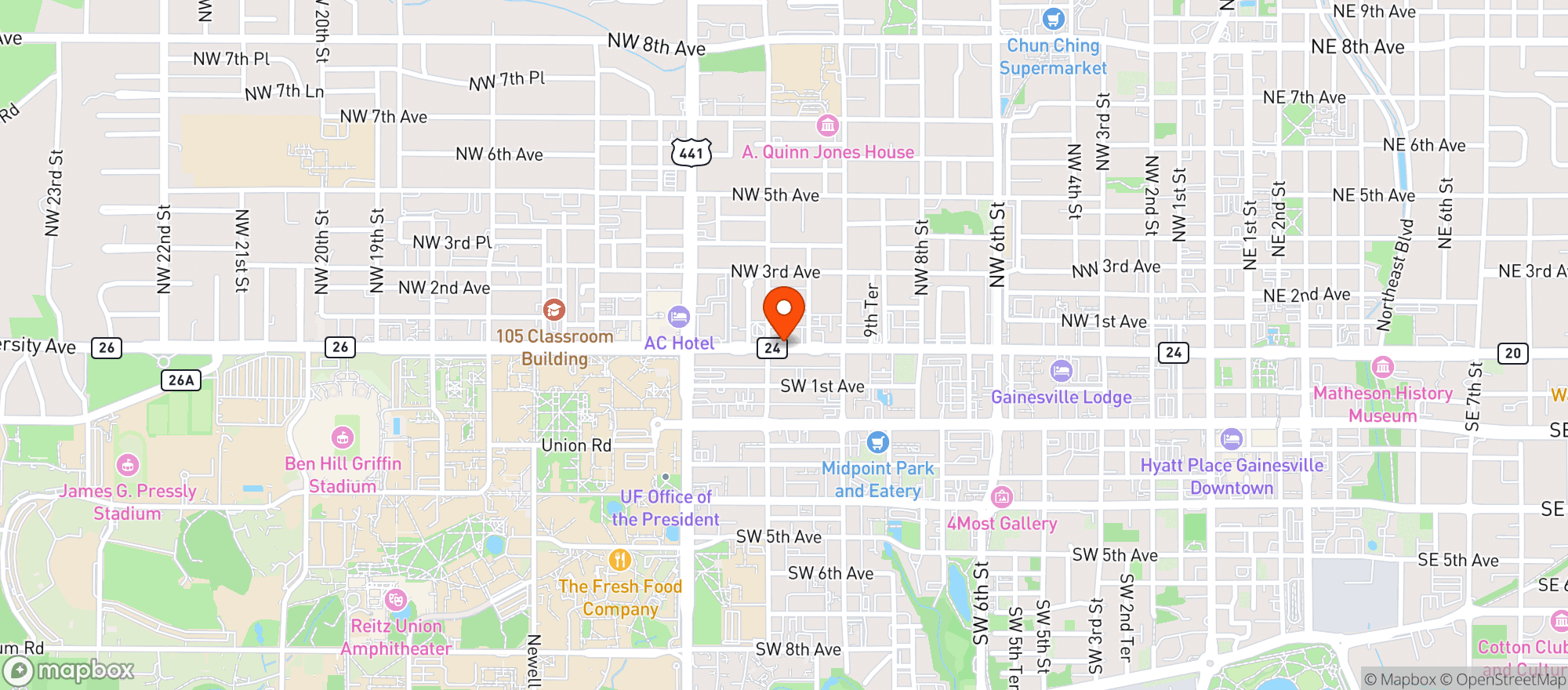 Map showing Gator Beverage