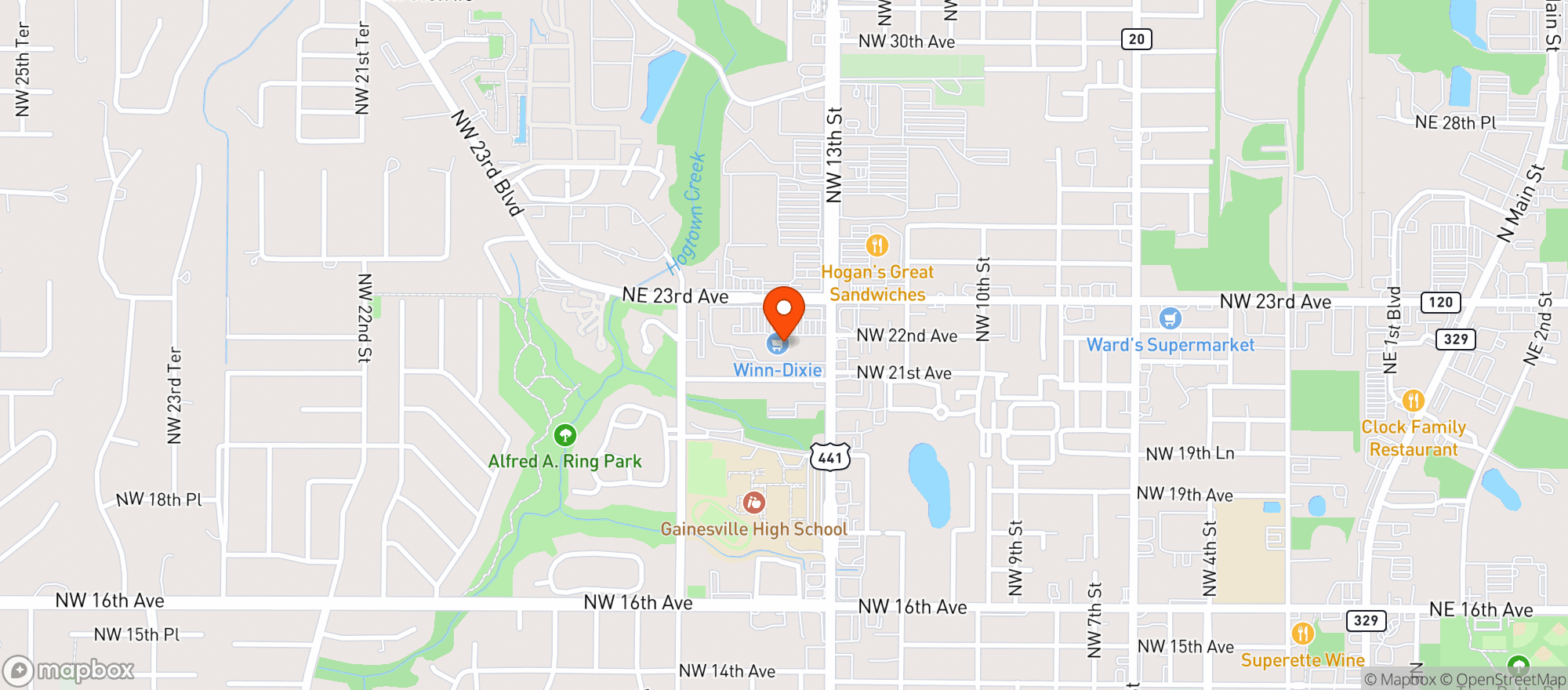 Map showing Winn Dixie