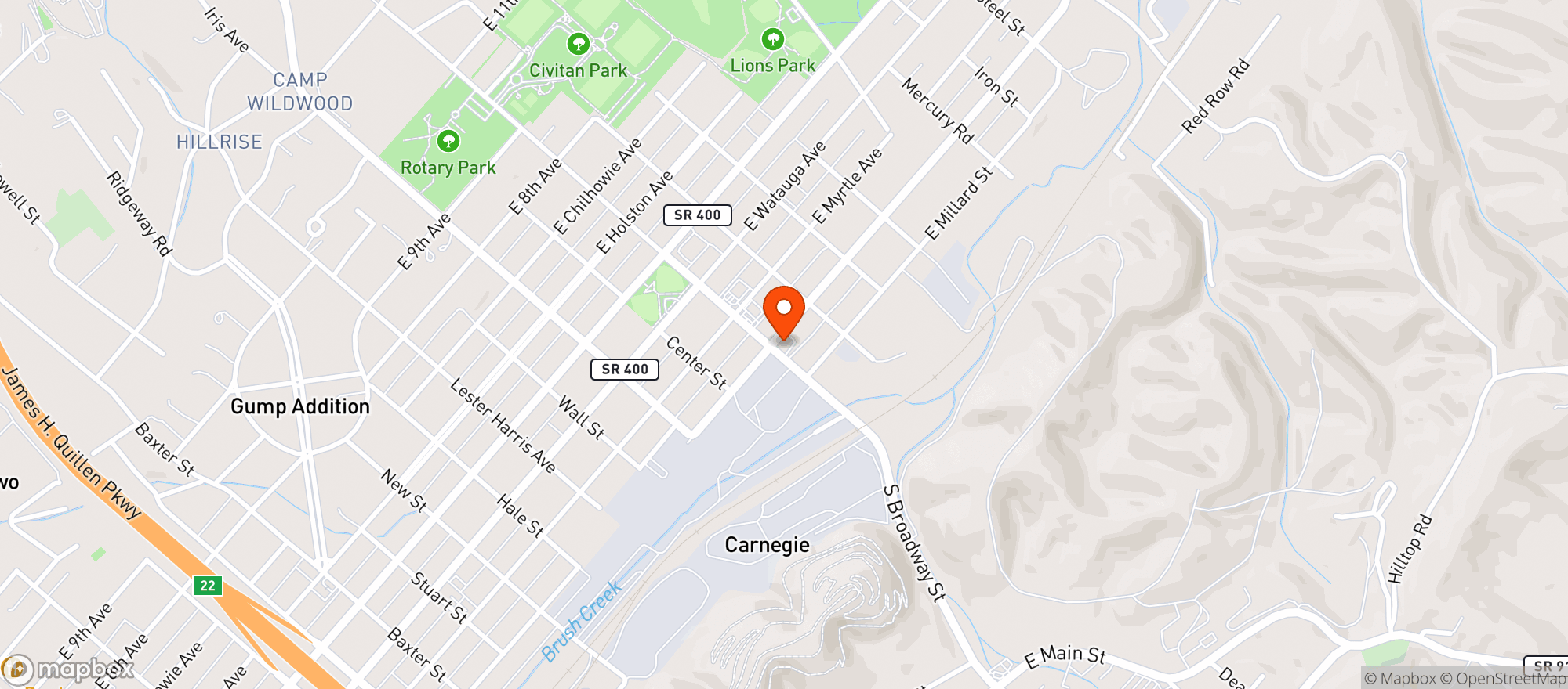 Map showing LIQUOR WORLD OF JOHNSON CITY
