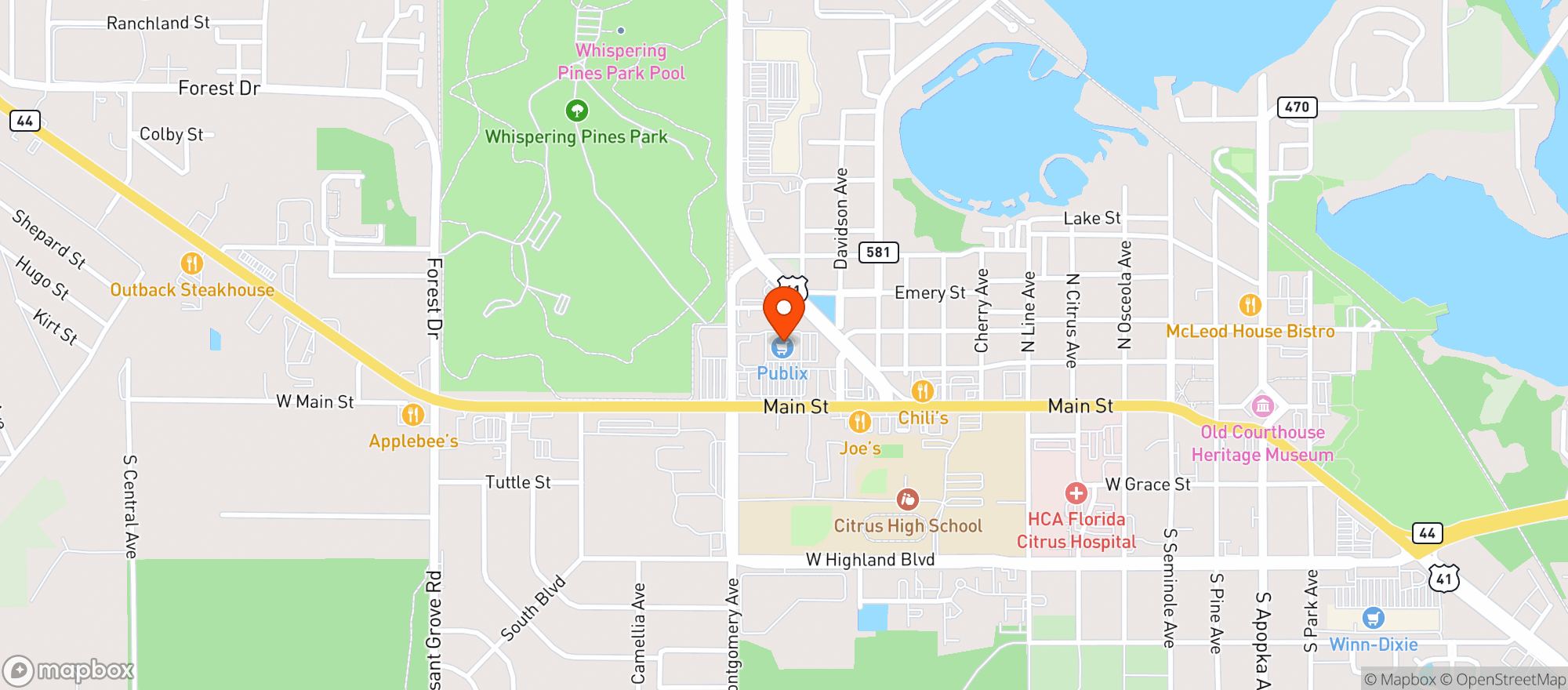 Map showing Publix