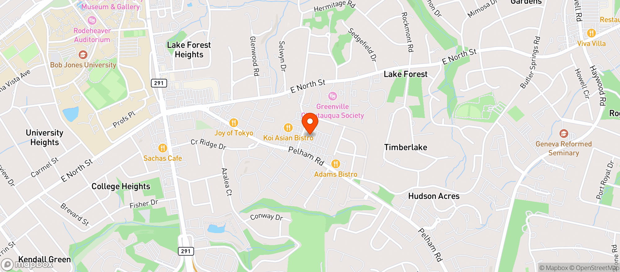 Map showing Berry Hill Greenville