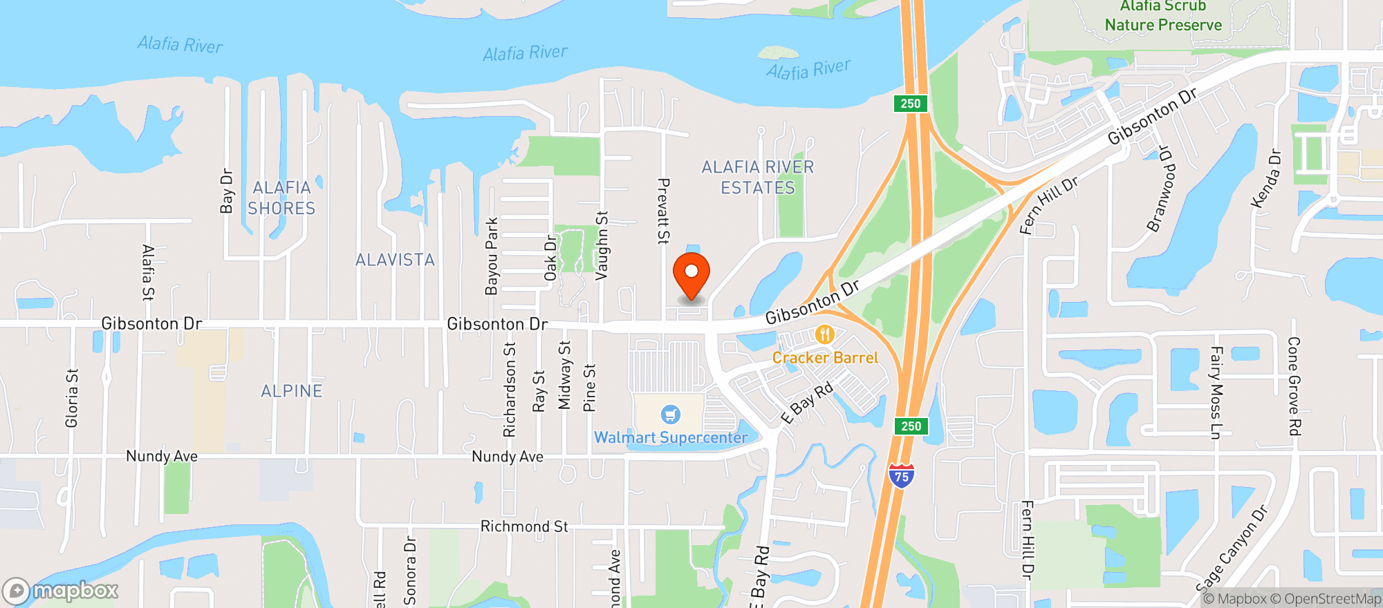 Map showing Circle K 7642