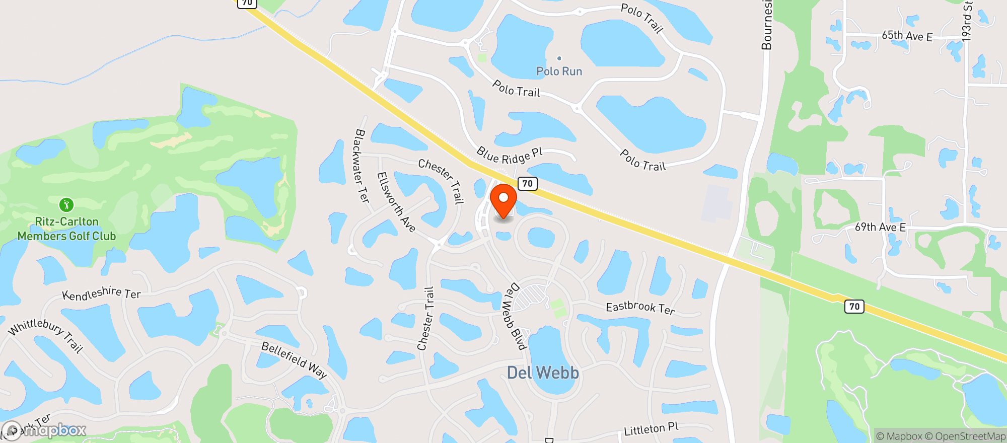 Map showing Del Webb Lakewood Ranch