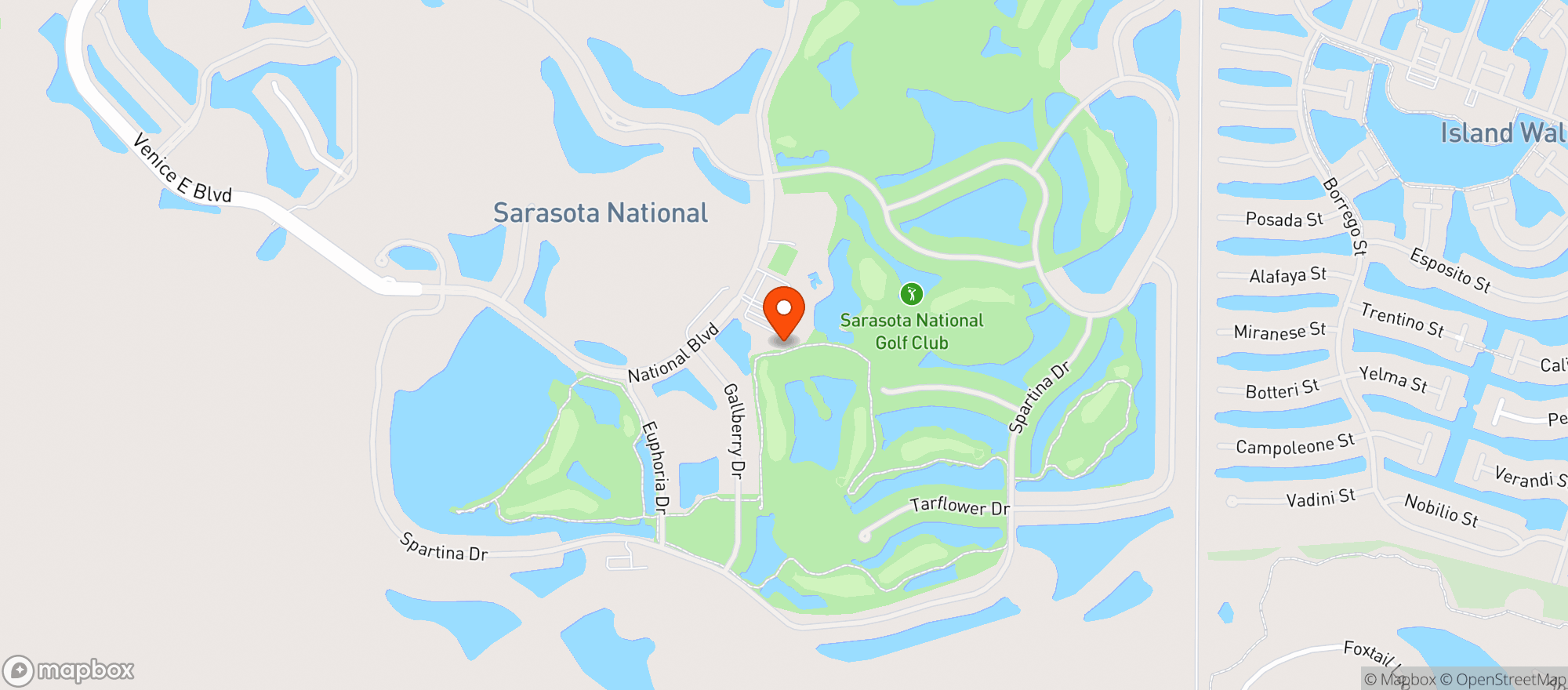 Map showing Sarasota National Golf Club