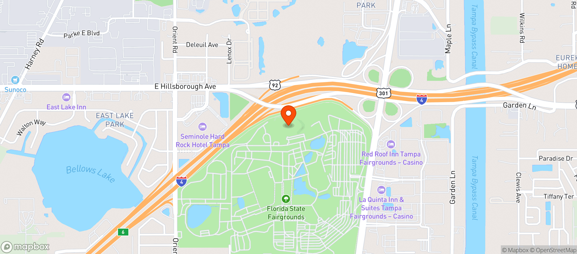 Map showing Midflorida Credit Union Amphitheatre