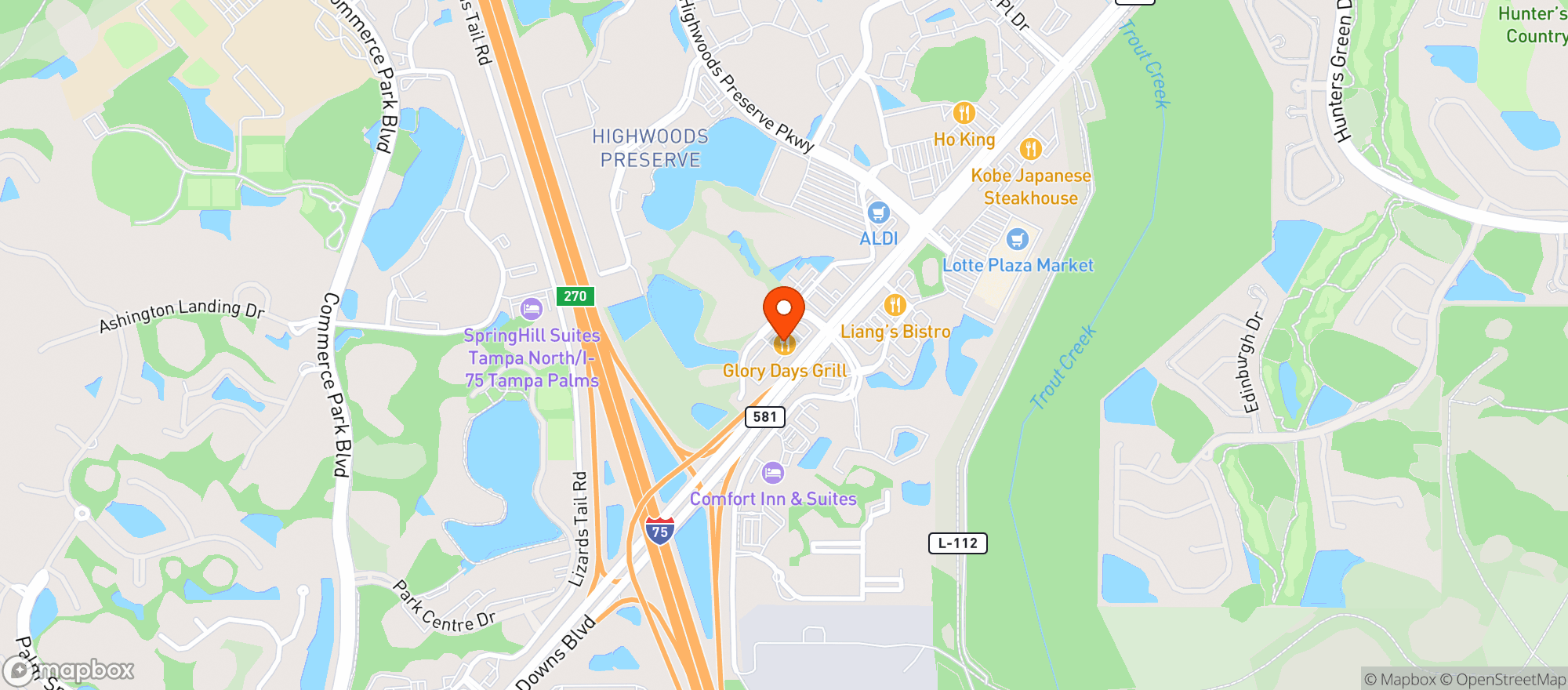 Map showing Glory Days Grill