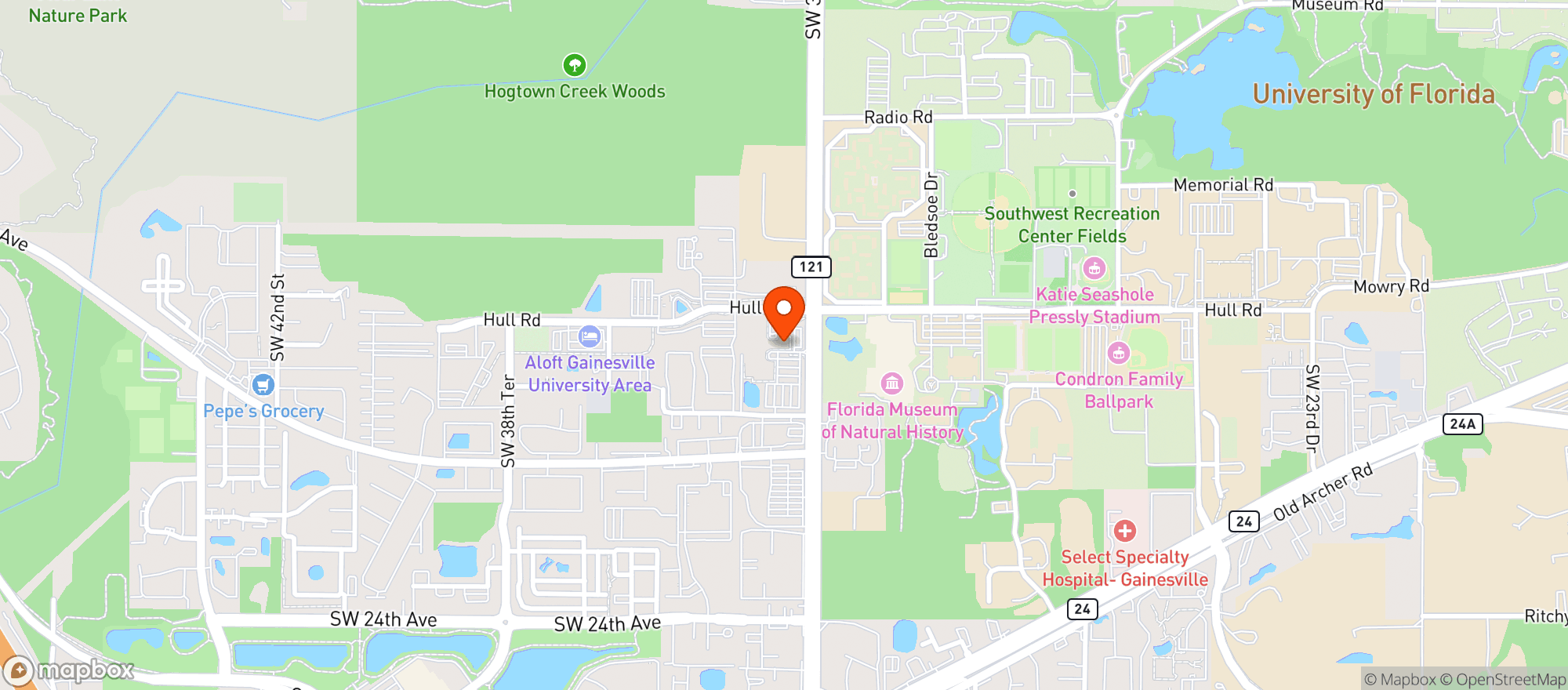 Map showing Hilton Uf Conference Cent