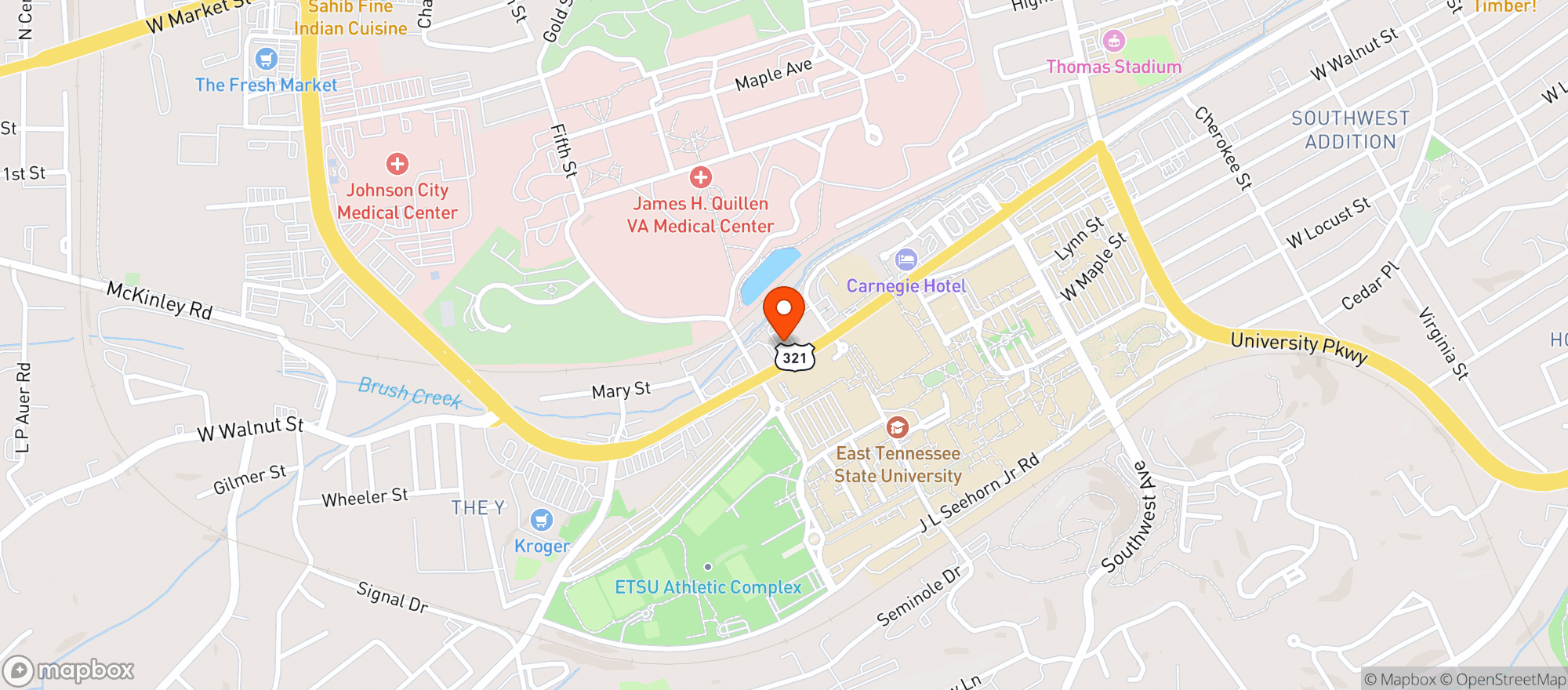 Map showing Cootie Browns Campus