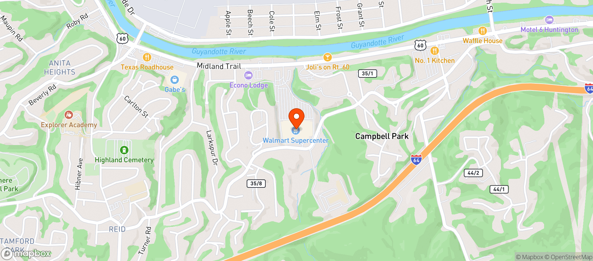 Map showing WALMART SUPERCENTER #2244