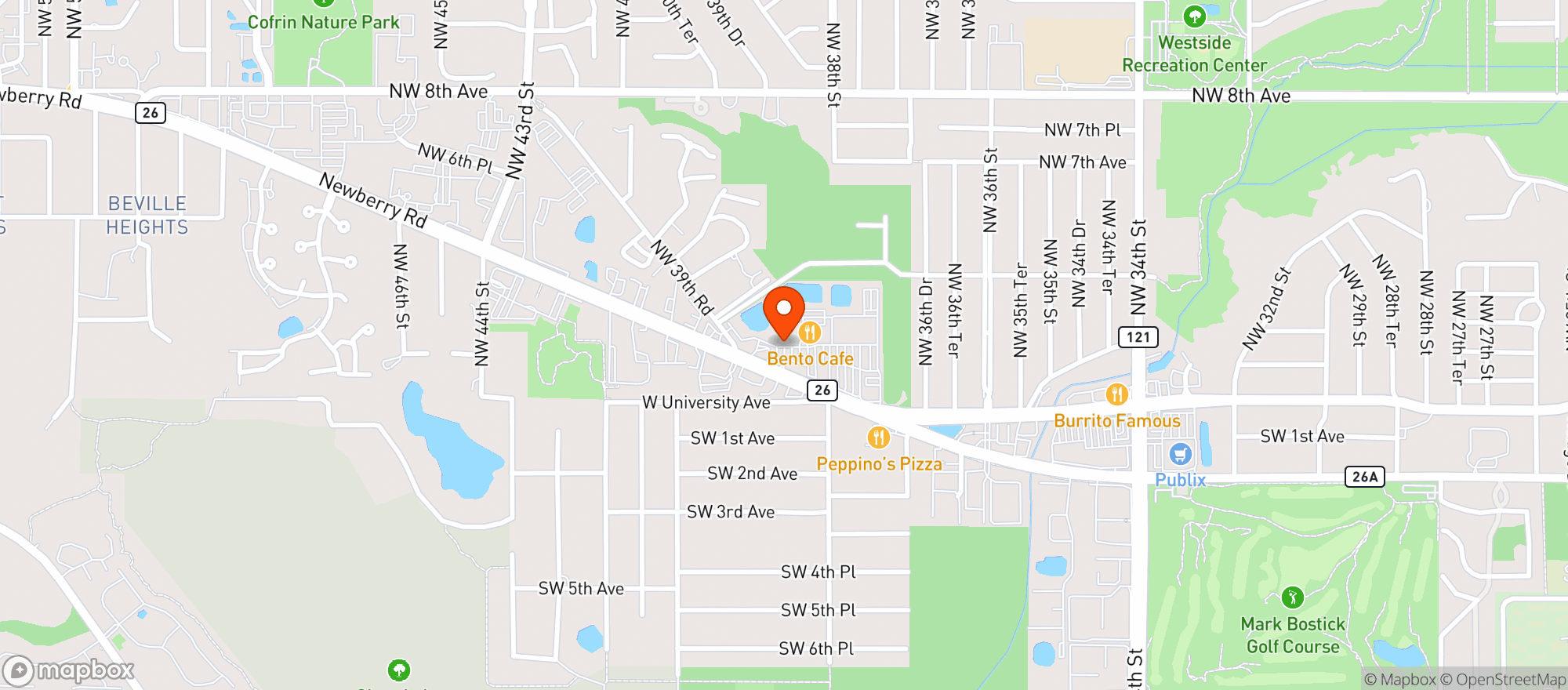 Map showing Door Dash