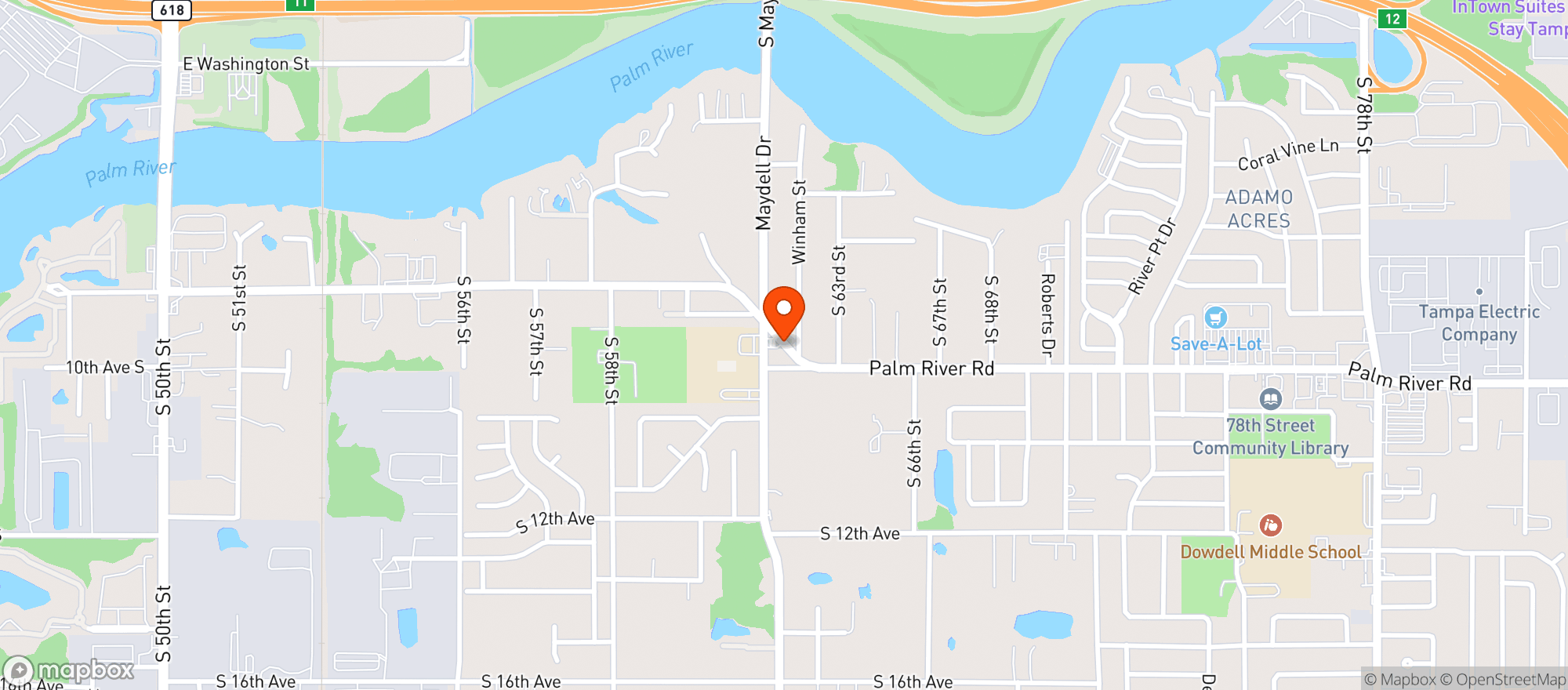 Map showing Palm River Food Mart