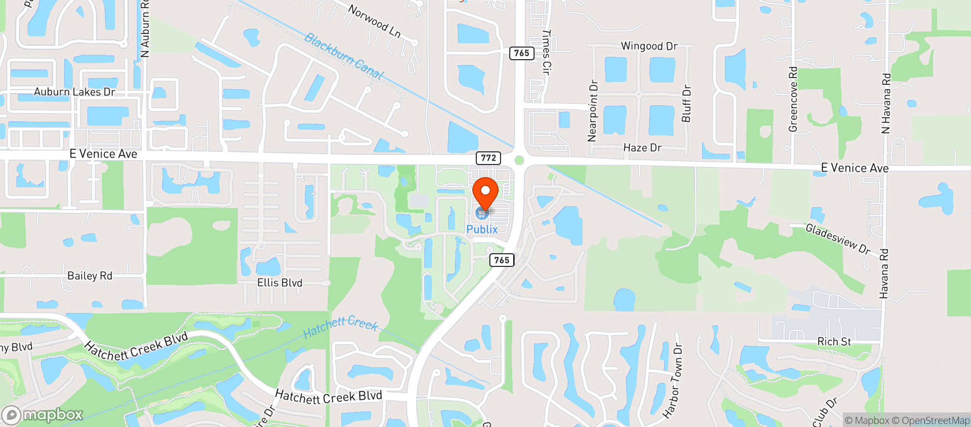 Map showing Publix Super Market #1215