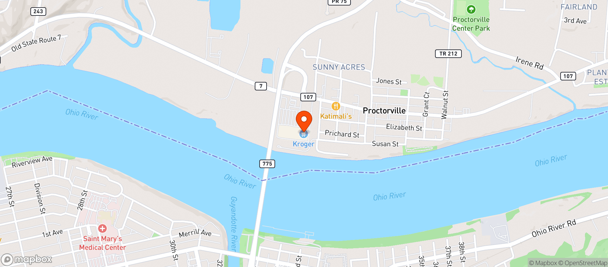Map showing Kroger