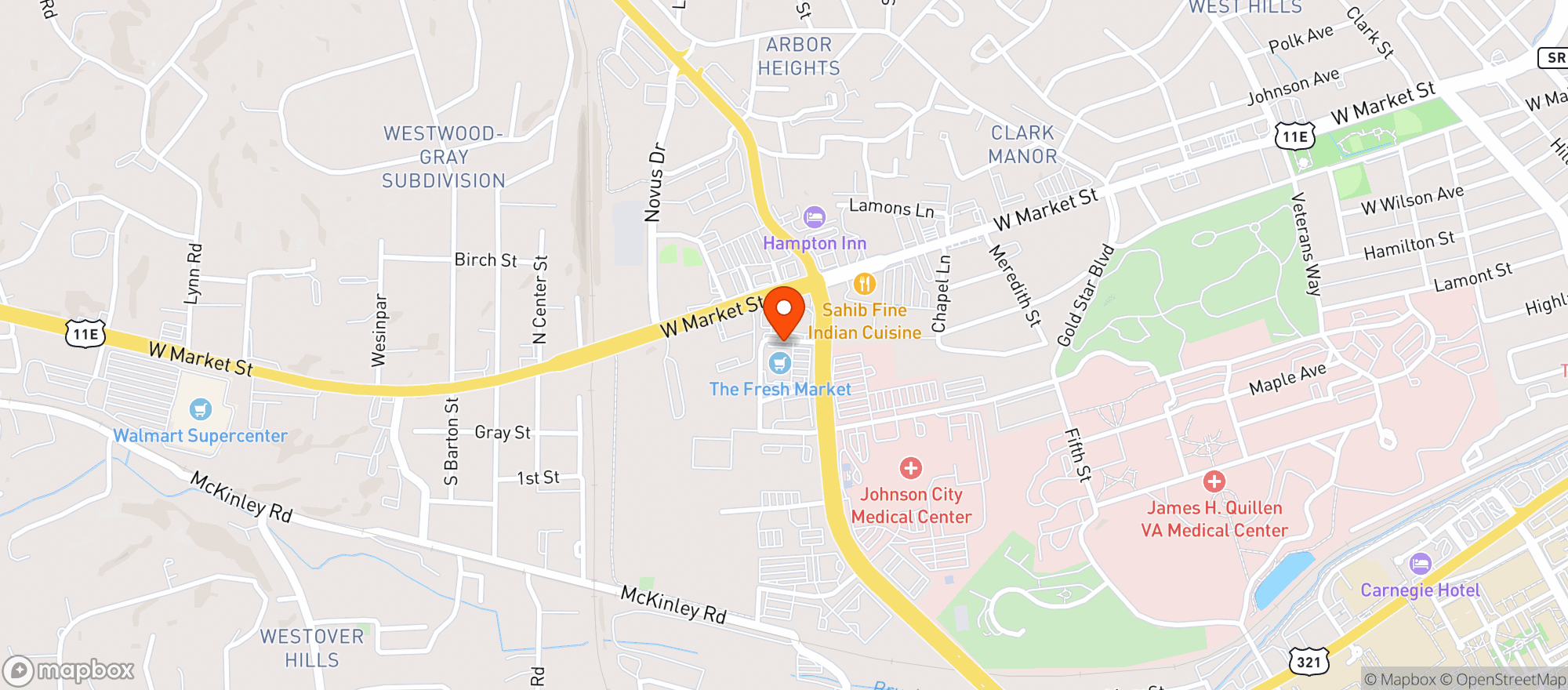 Map showing The Fresh Market