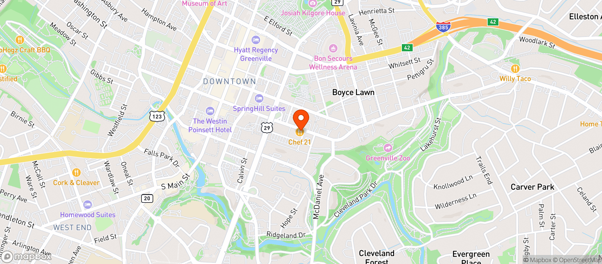 Map showing Chef 21 