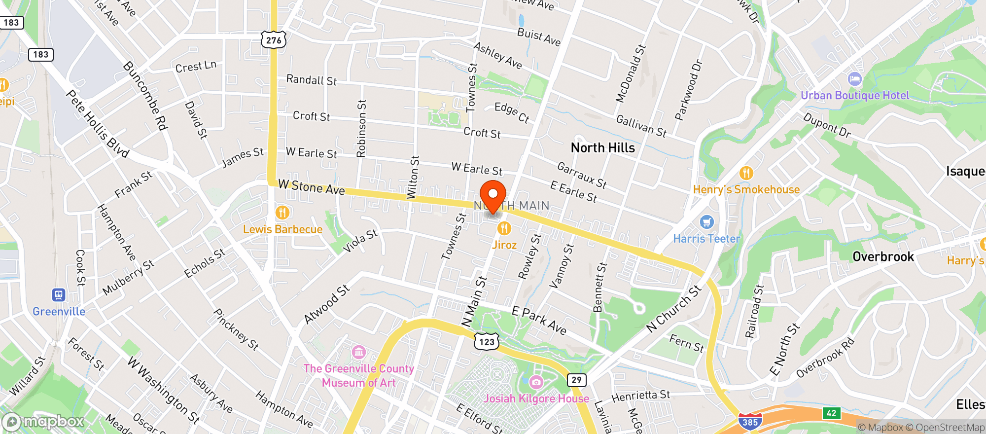 Map showing North Main Quick Stop (gvl)