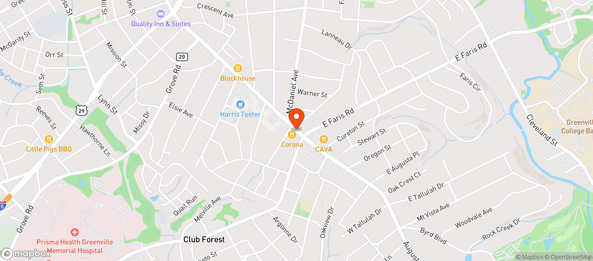 Map showing Corona Mexican Restaurant