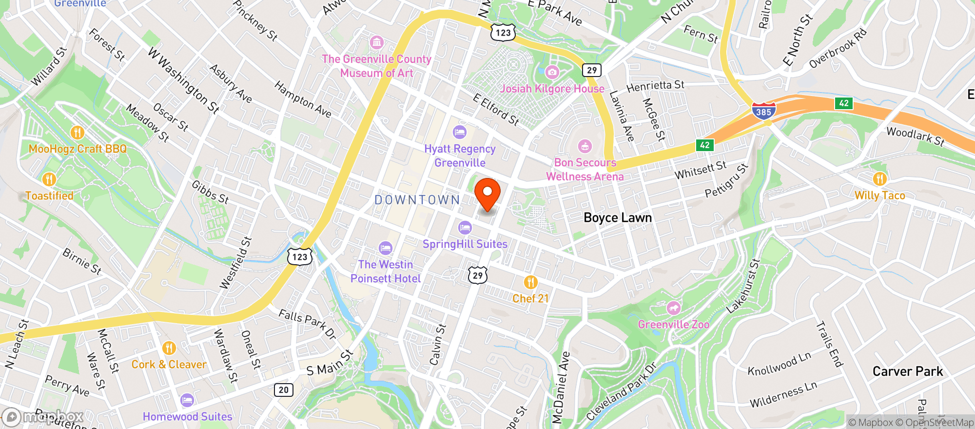 Map showing Fireforge Crafted Beer