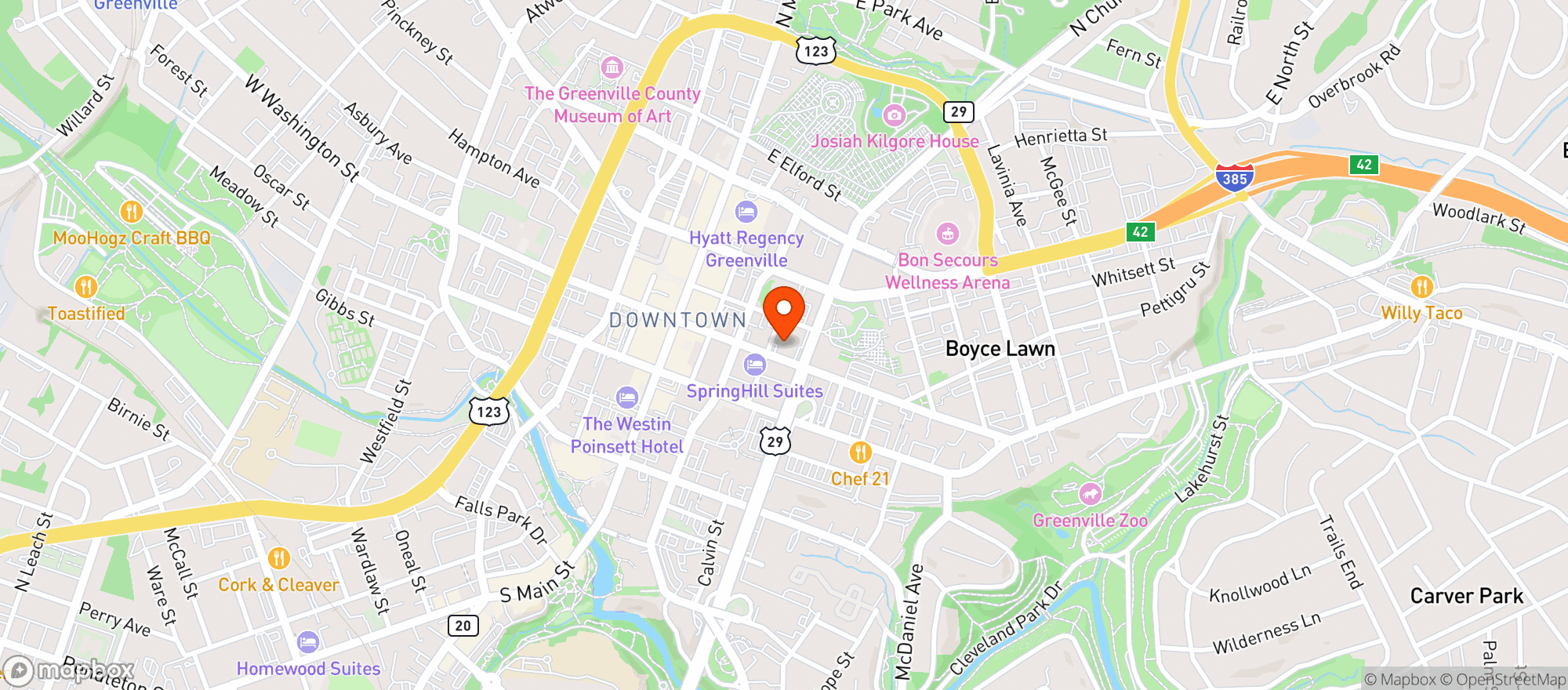 Map showing Swansons Warehouse