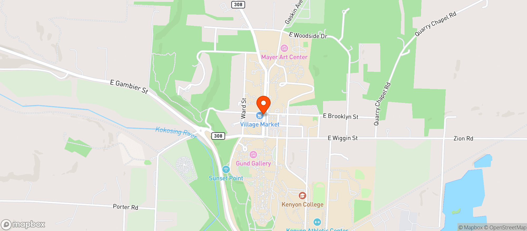 Map showing Village Market