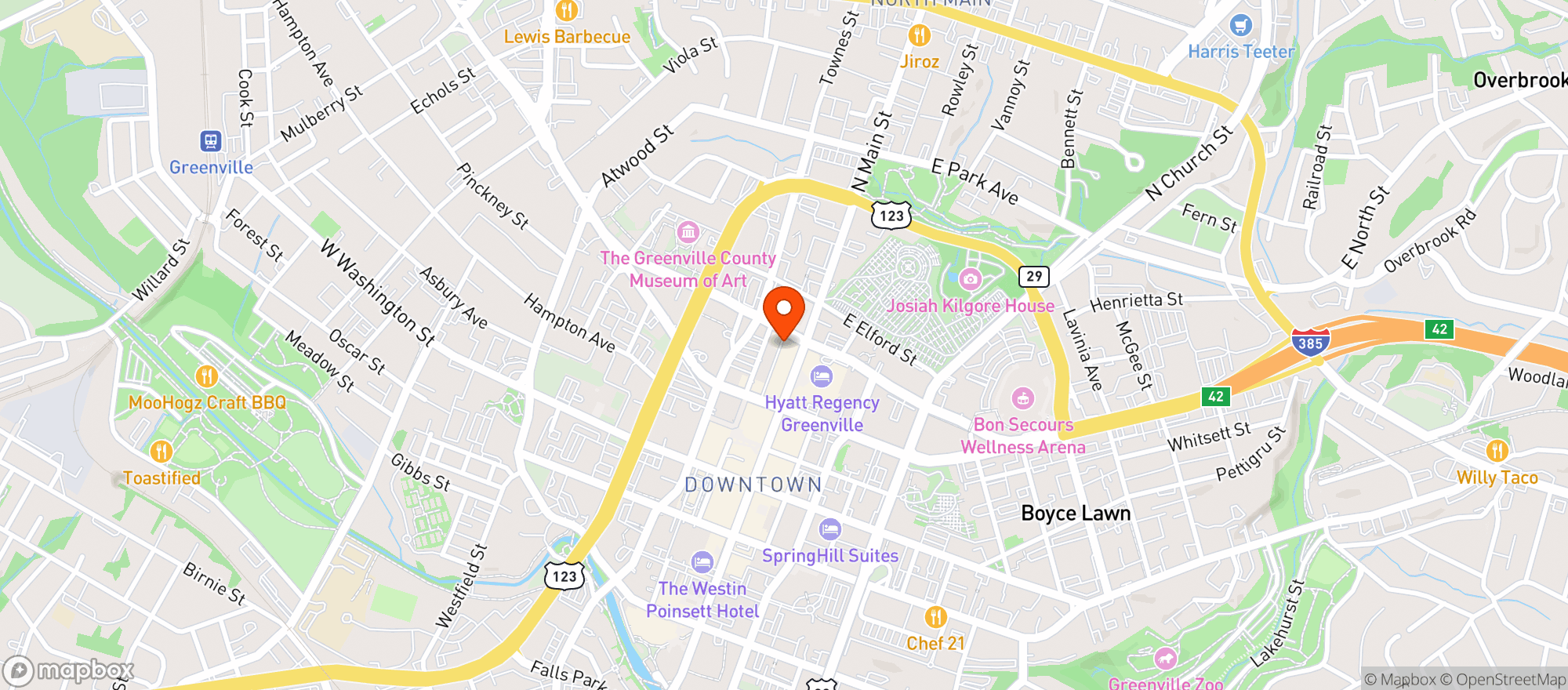 Map showing Blue Martini Bar And Lounge 