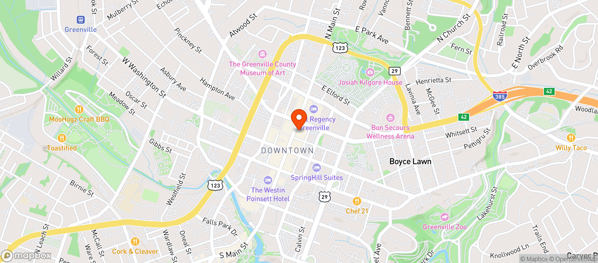 Map showing Sharky's Pub