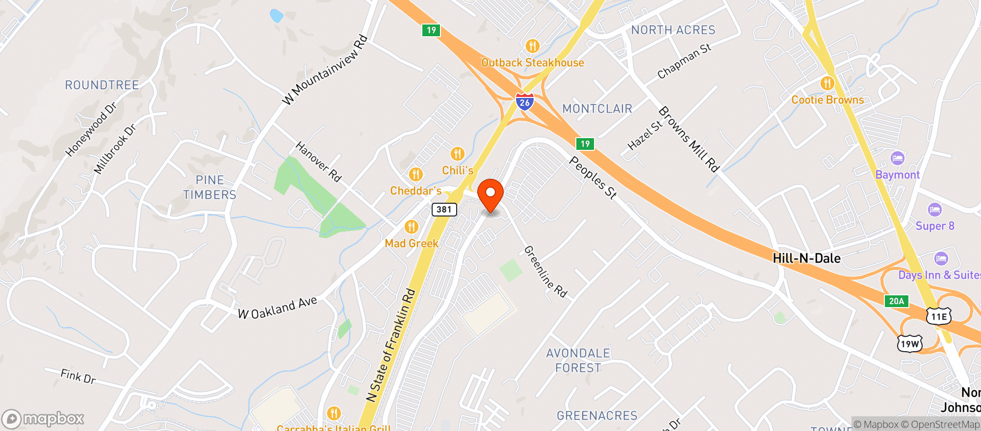 Map showing Vitamin Shoppe - Johnson City