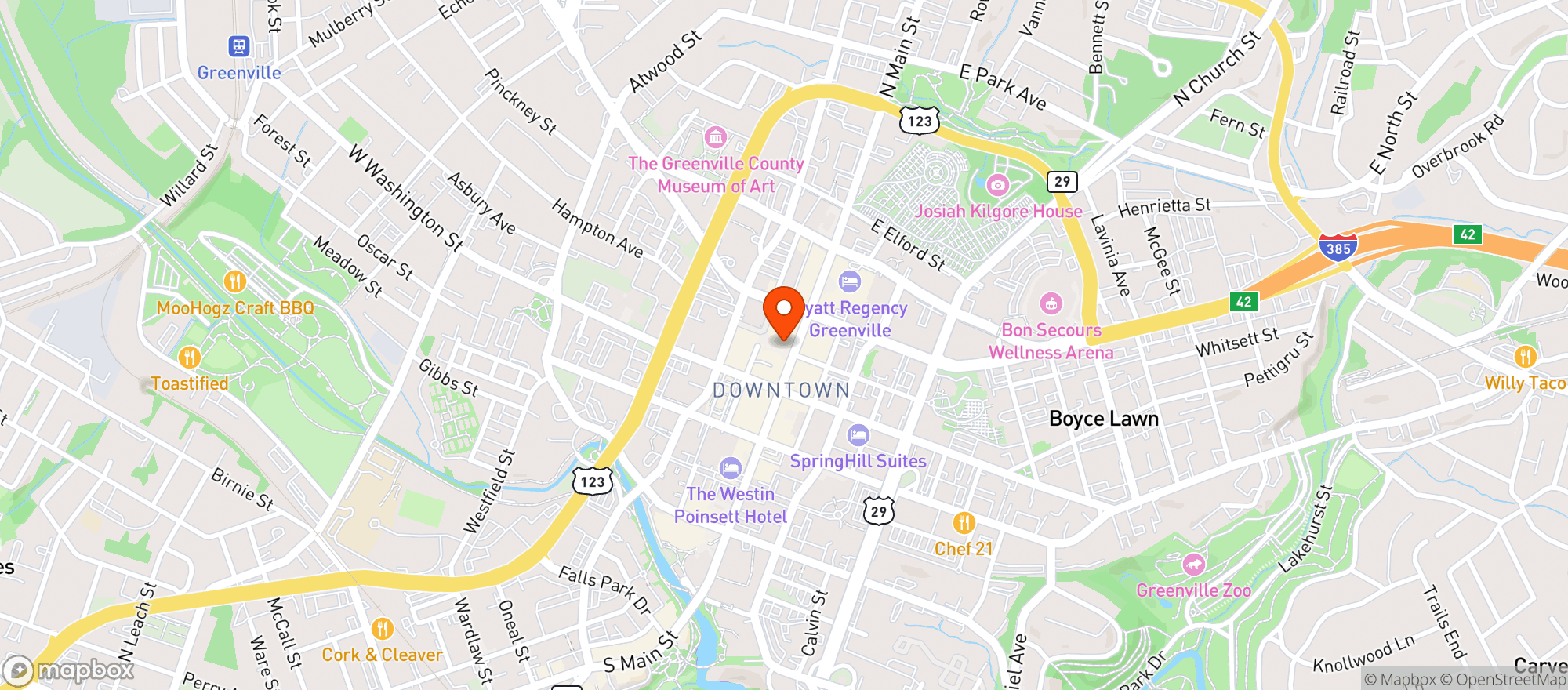 Map showing Sip Whiskey & Wine Bar