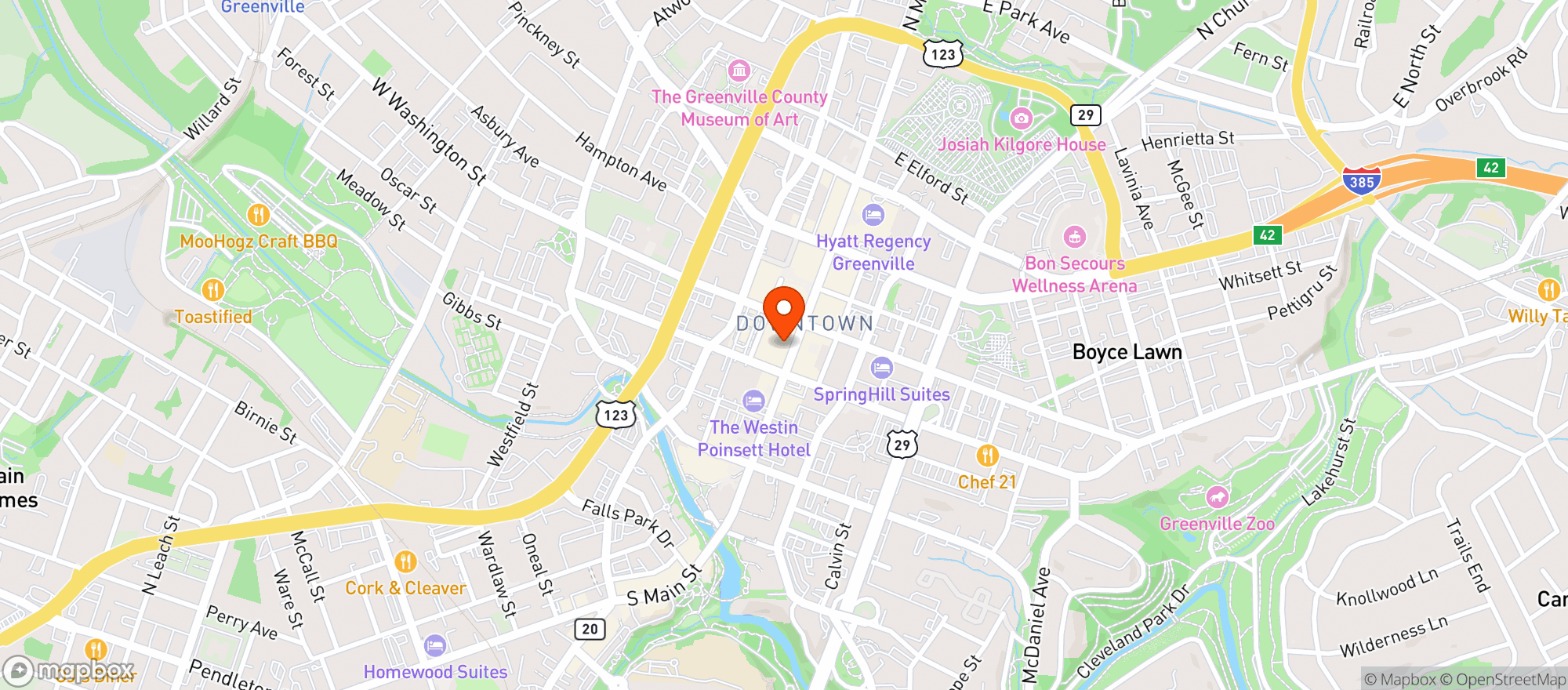 Map showing White Duck Taco Shop