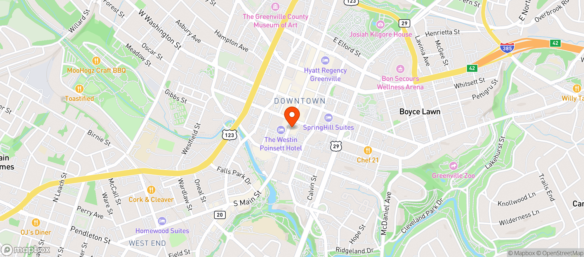 Map showing Carolina Ale House