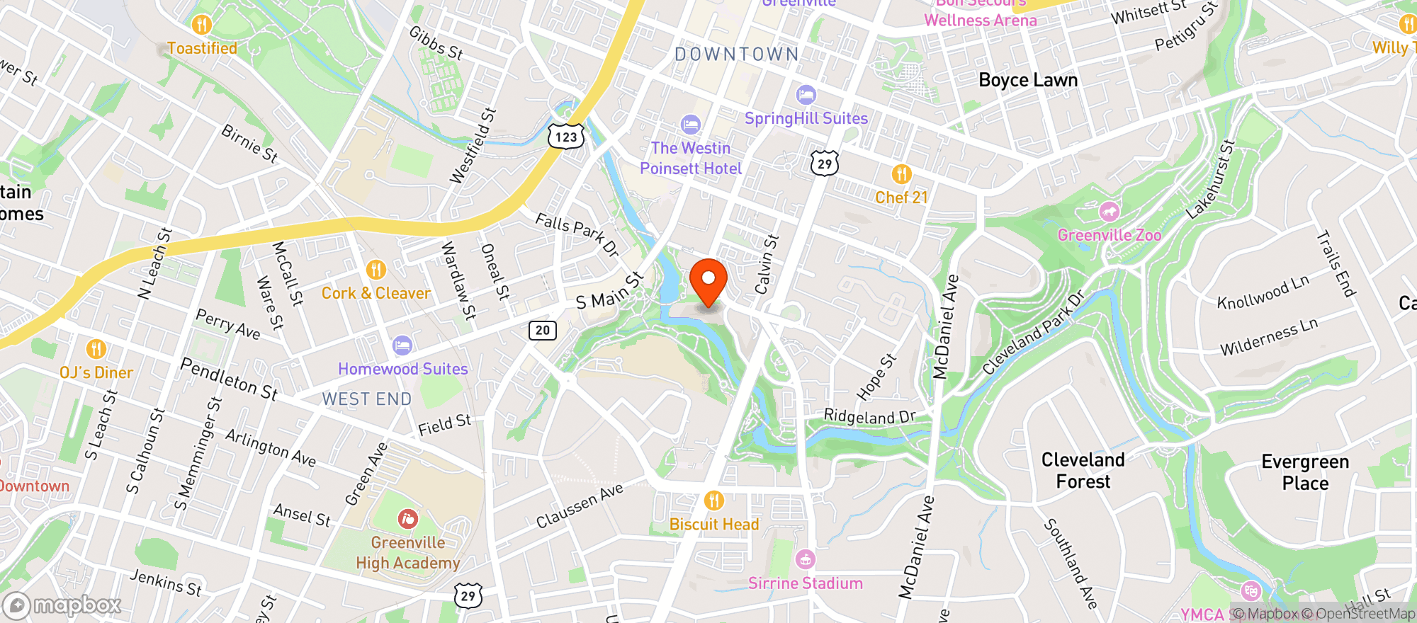 Map showing Grand Bohemian Hotel
