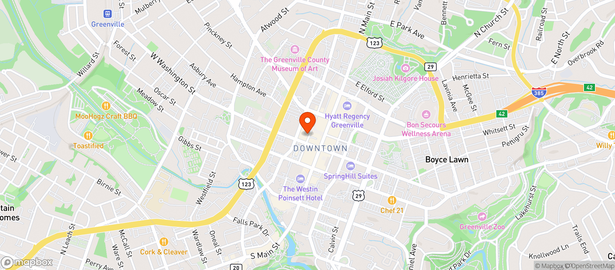 Map showing Aloft Hotels
