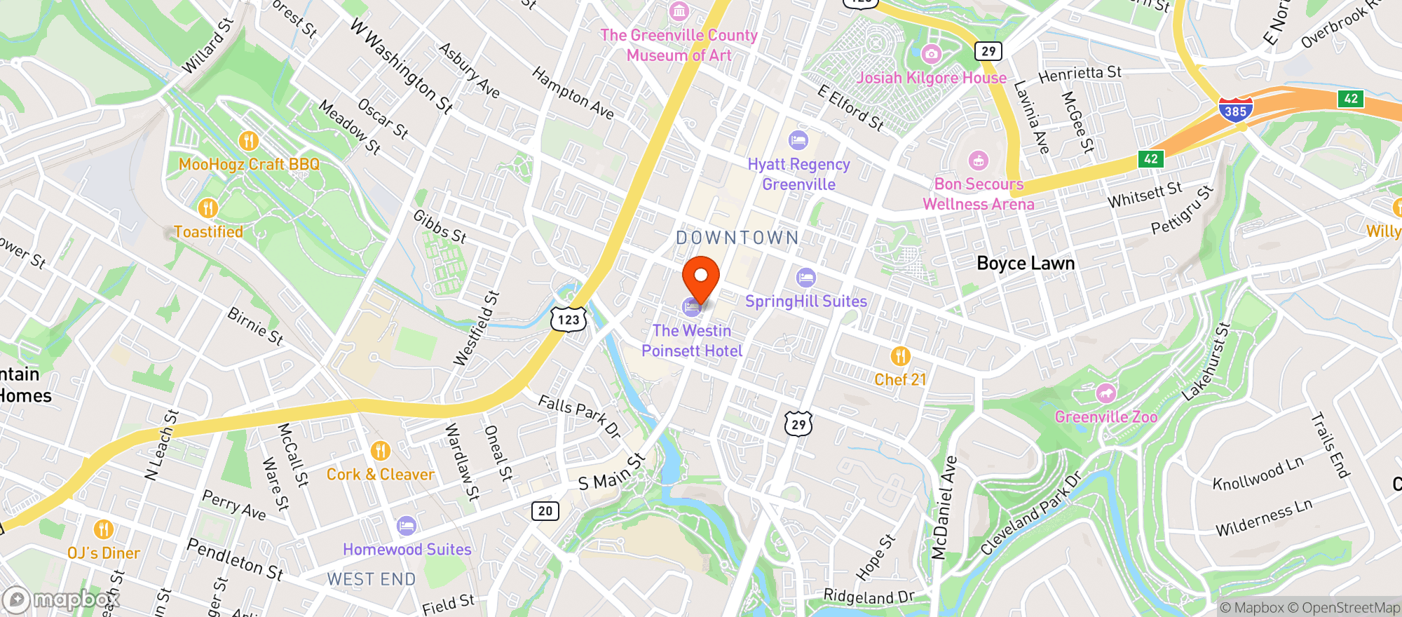 Map showing Westin Hotels & Resorts