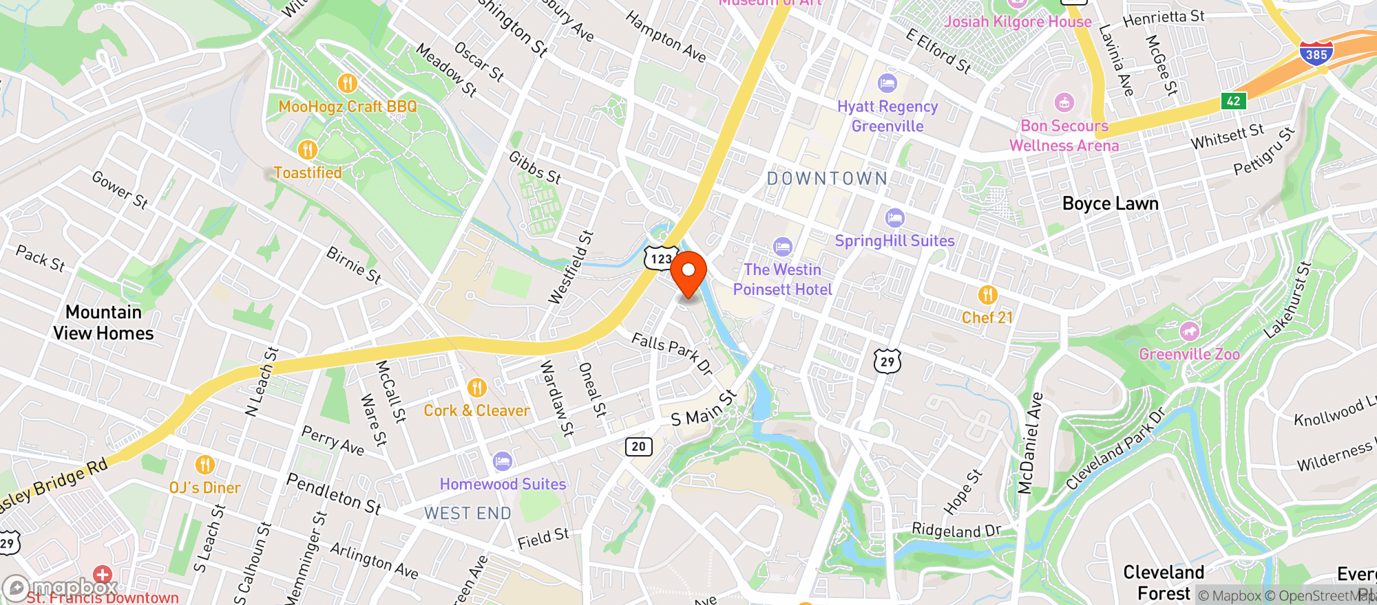Map showing Ruths Chris Steak House