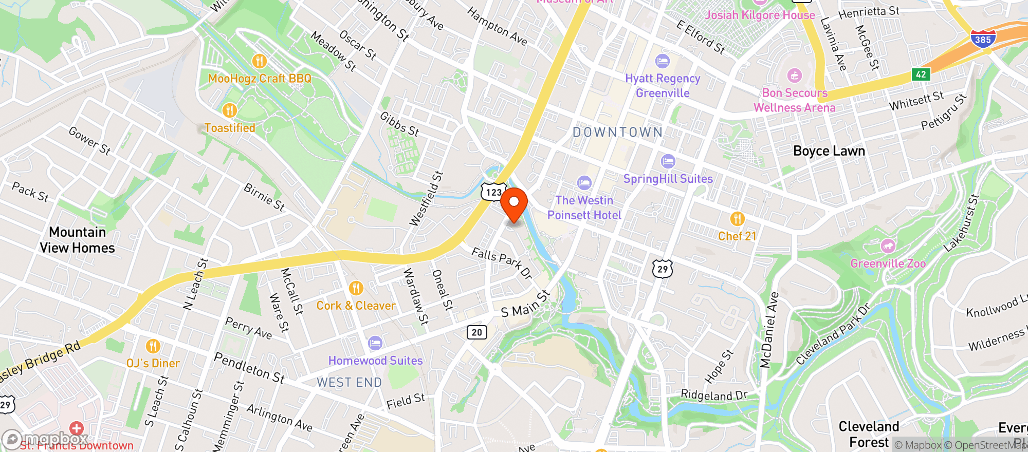 Map showing Up On The Roof