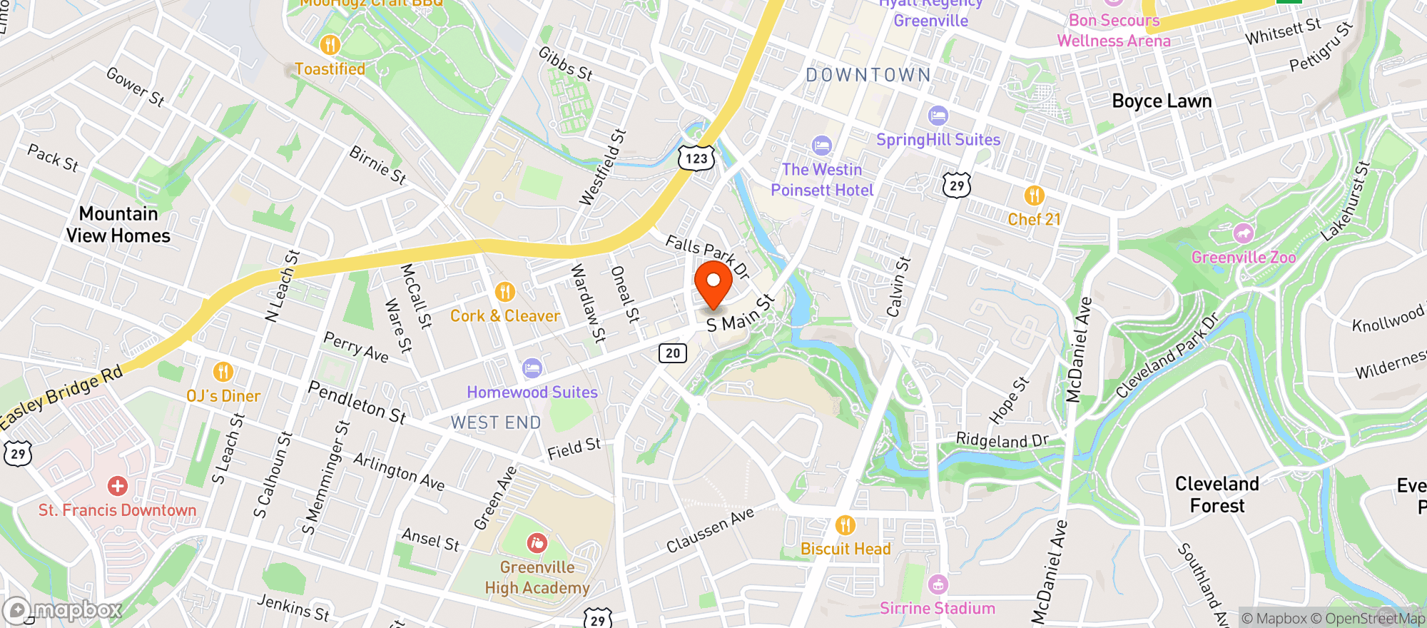Map showing Rick Erwins West End Grille