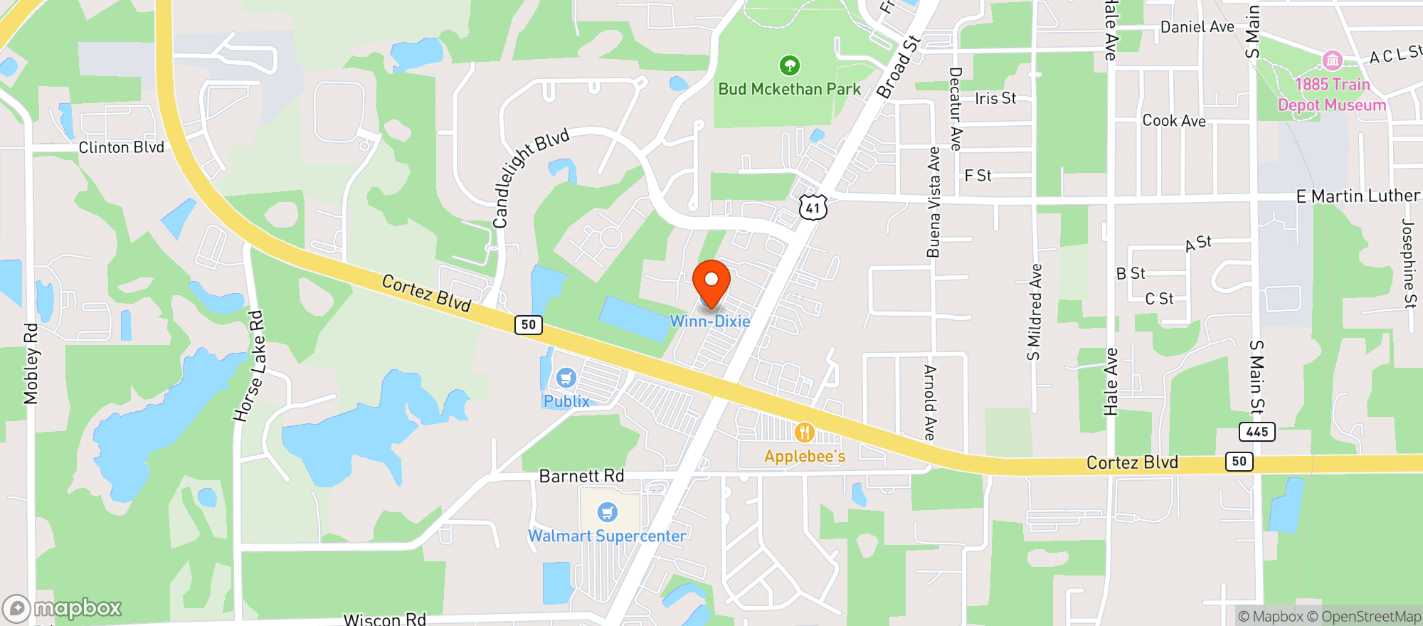 Map showing Winn Dixie Liquor 0704