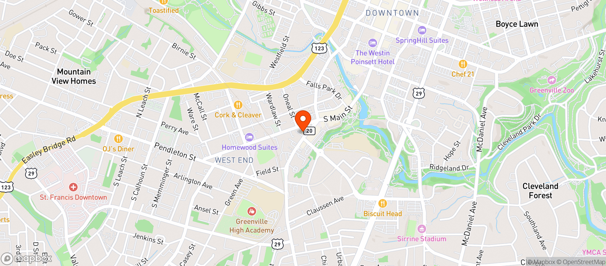Map showing Augusta Twenty