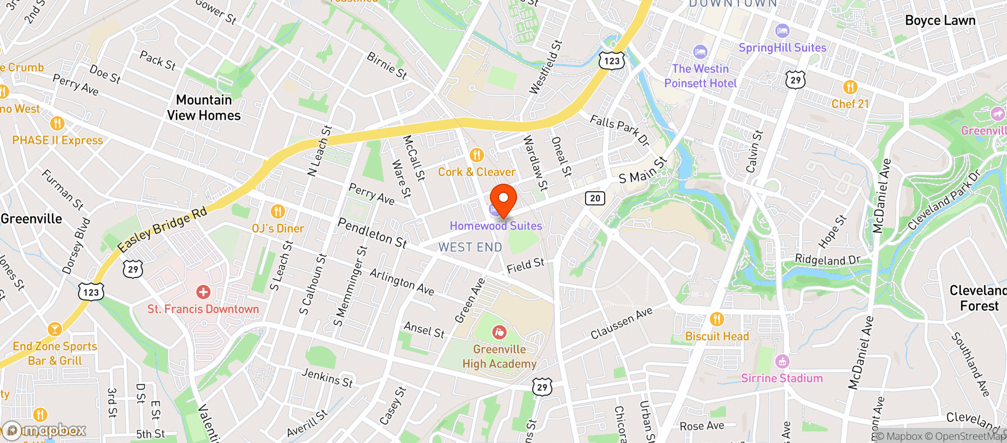 Map showing Leftys West End Tavern