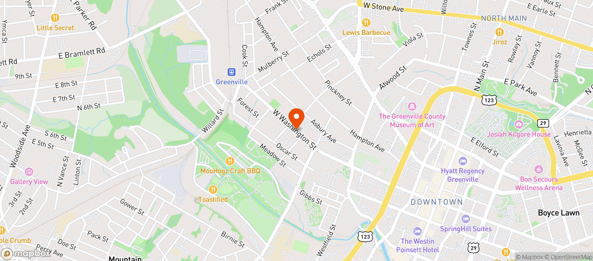 Map showing Simons Liquor